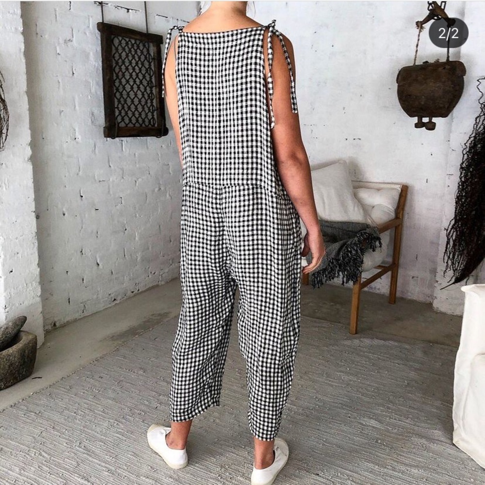 Meg by Design linen gingham dungarees overalls - Picture 2 of 10